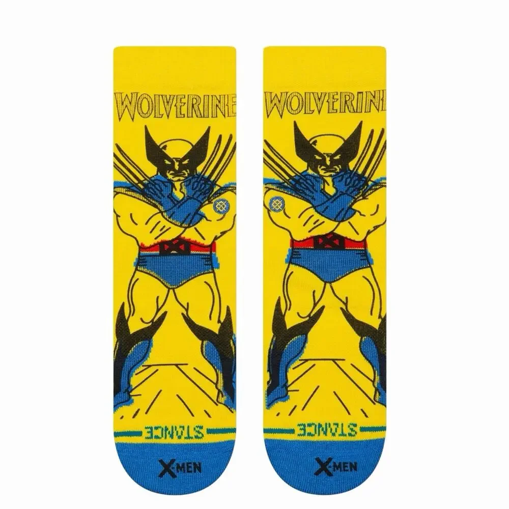 Marvel X Stance Wolverine Yellow Crew Socks Kids Size Large Brand NEW